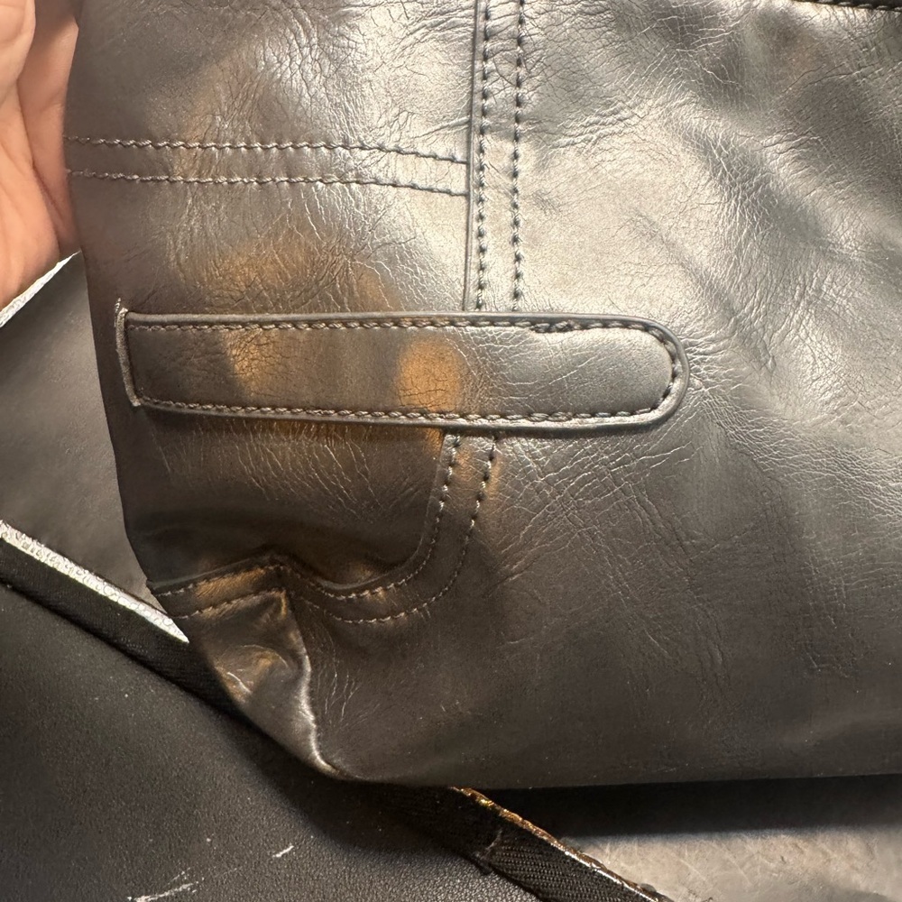 Nine West Gun Metal Shoulder Bag  Y2K  6” H x 15” L Classic Work Professional - Picture 3 of 16